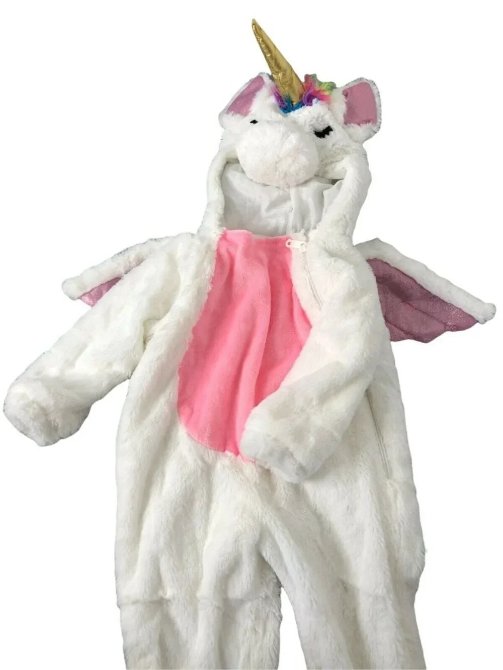 Unicorn Costume Halloween 18-24 Months Hoodie White Pink Full Zipper Dress Up - Picture 3 of 6